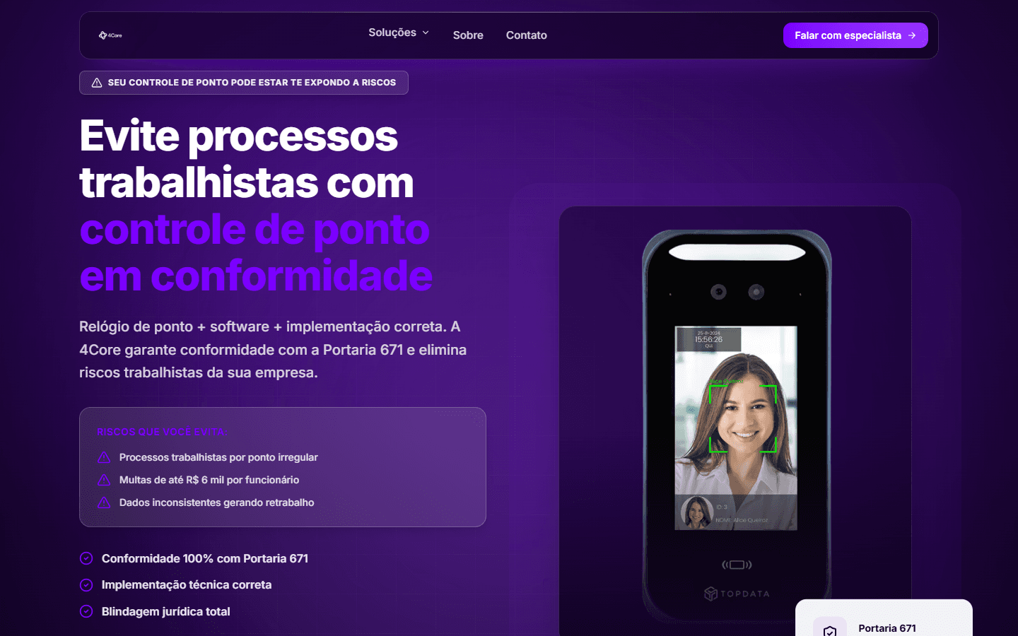 Site da 4Core, feito por mim